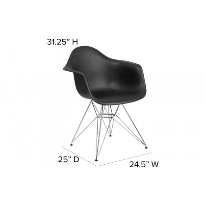 BLNK Alonza Series Plastic Chair with Chrome Base - Black