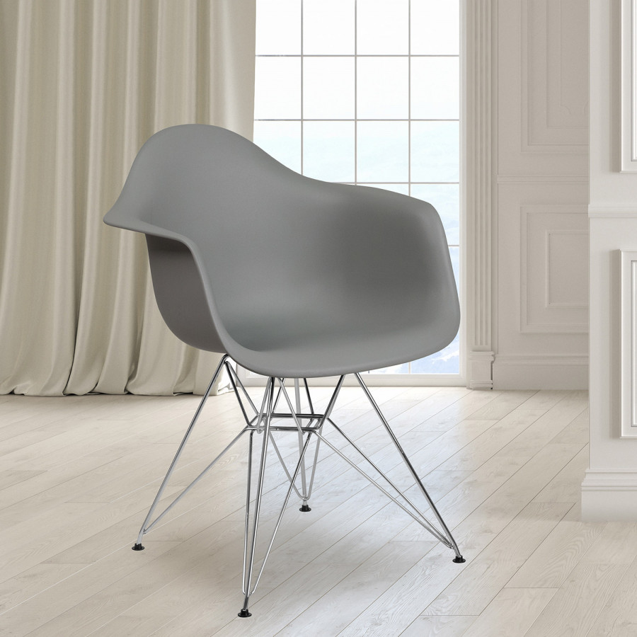 BLNK Alonza Series Plastic Chair with Chrome Base - Moss Gray