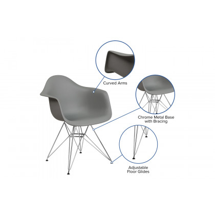 BLNK Alonza Series Plastic Chair with Chrome Base - Moss Gray