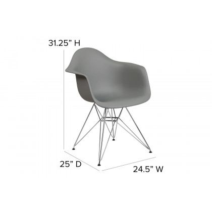 BLNK Alonza Series Plastic Chair with Chrome Base - Moss Gray