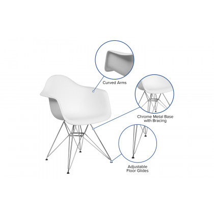 BLNK Alonza Series Plastic Chair with Chrome Base - White