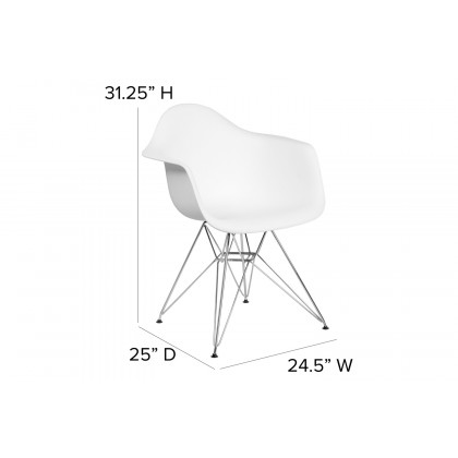 BLNK Alonza Series Plastic Chair with Chrome Base - White