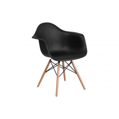 BLNK Alonza Series Plastic Chair with Wooden Legs - Black