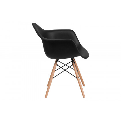 BLNK Alonza Series Plastic Chair with Wooden Legs - Black