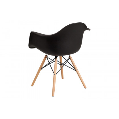BLNK Alonza Series Plastic Chair with Wooden Legs - Black