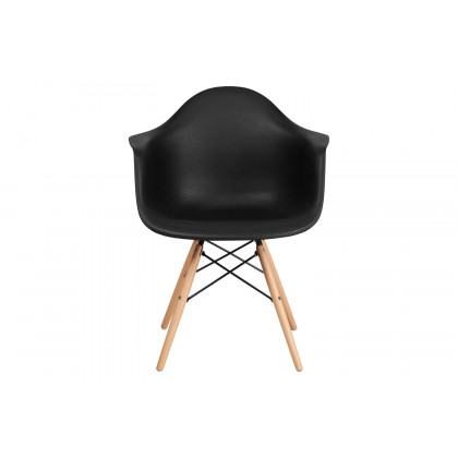 BLNK Alonza Series Plastic Chair with Wooden Legs - Black