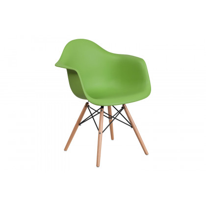 BLNK Alonza Series Plastic Chair with Wooden Legs - Green