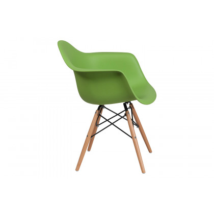BLNK Alonza Series Plastic Chair with Wooden Legs - Green