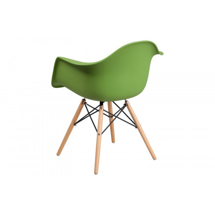 BLNK Alonza Series Plastic Chair with Wooden Legs - Green