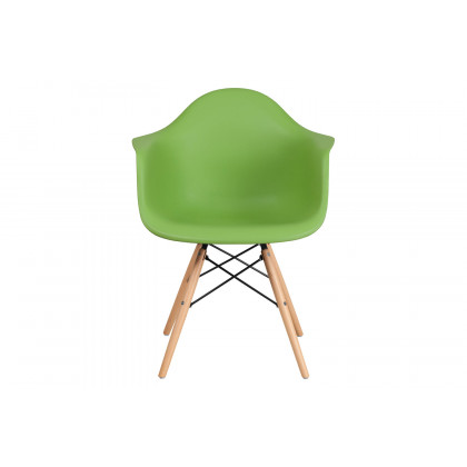 BLNK Alonza Series Plastic Chair with Wooden Legs - Green