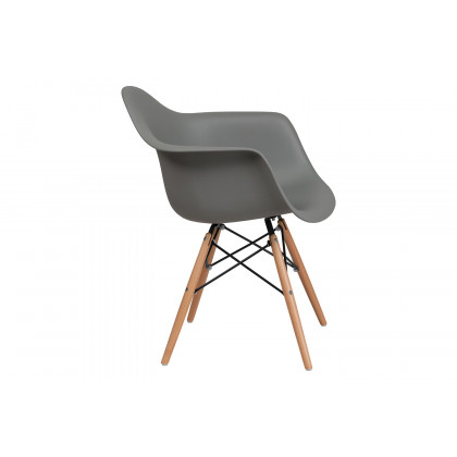 BLNK Alonza Series Plastic Chair with Wooden Legs - Moss Gray