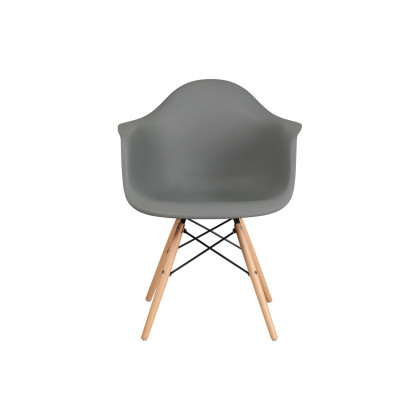 BLNK Alonza Series Plastic Chair with Wooden Legs - Moss Gray