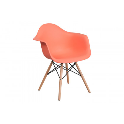 BLNK Alonza Series Plastic Chair with Wooden Legs - Peach