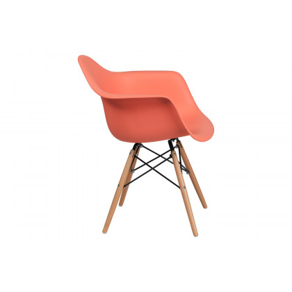 BLNK Alonza Series Plastic Chair with Wooden Legs - Peach