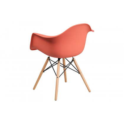 BLNK Alonza Series Plastic Chair with Wooden Legs - Peach