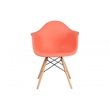 BLNK Alonza Series Plastic Chair with Wooden Legs - Peach