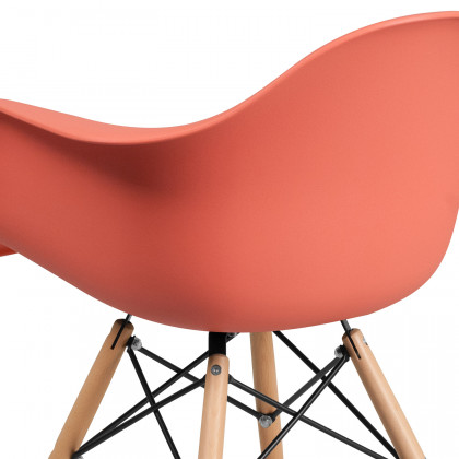 BLNK Alonza Series Plastic Chair with Wooden Legs - Peach