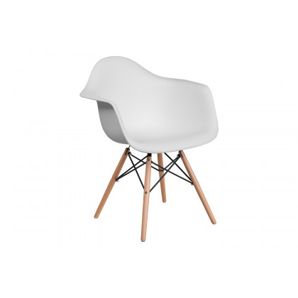 BLNK Alonza Series Plastic Chair with Wooden Legs - White