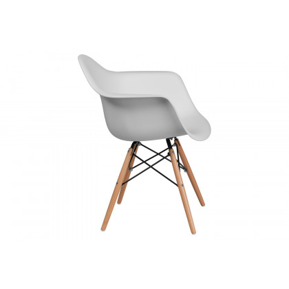 BLNK Alonza Series Plastic Chair with Wooden Legs - White