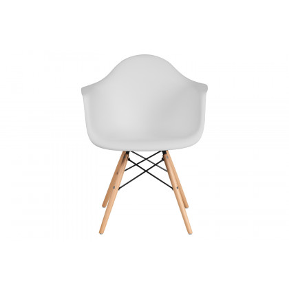 BLNK Alonza Series Plastic Chair with Wooden Legs - White