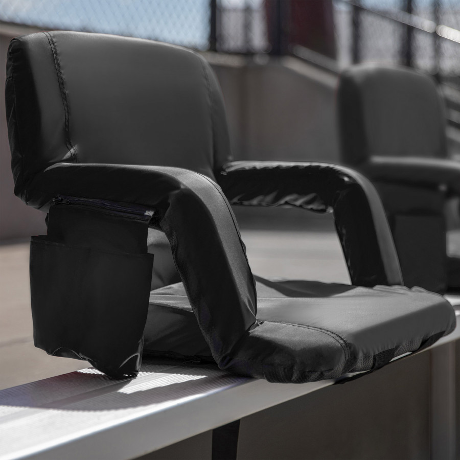 BLNK Malta Portable Lightweight Reclining Stadium Chairs with Armrests, Padded Back and Seat Set of 2 - Black