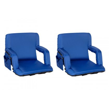 BLNK Malta Portable Lightweight Reclining Stadium Chairs with Armrests, Padded Back and Seat Set of 2 - Blue