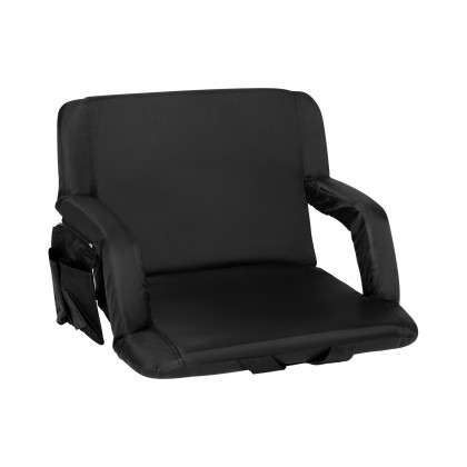 BLNK Malta Extra Wide Portable Lightweight Reclining Stadium Chair with Armrests, Padded Back and Seat - Black