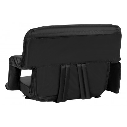 BLNK Malta Extra Wide Portable Lightweight Reclining Stadium Chair with Armrests, Padded Back and Seat - Black
