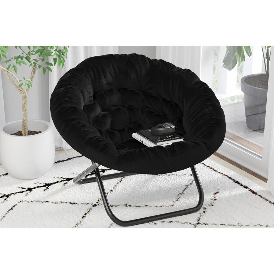 BLNK - Gwen Faux Fur Oversize Portable Folding Saucer Moon Chair