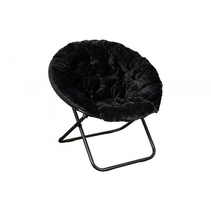 BLNK Gwen Faux Fur Oversize Portable Folding Saucer Moon Chair - Black