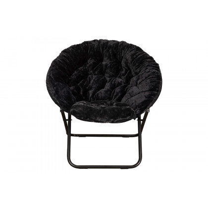 BLNK Gwen Faux Fur Oversize Portable Folding Saucer Moon Chair - Black