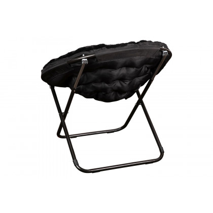 BLNK Gwen Faux Fur Oversize Portable Folding Saucer Moon Chair - Black