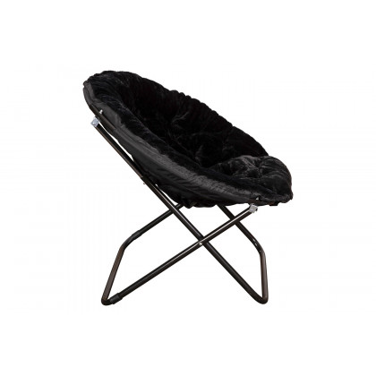 BLNK Gwen Faux Fur Oversize Portable Folding Saucer Moon Chair - Black