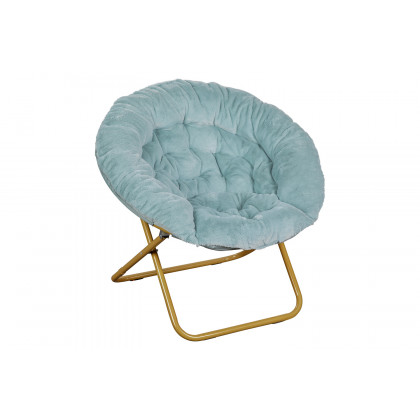 BLNK Gwen Faux Fur Oversize Portable Folding Saucer Moon Chair - Dusty Aqua