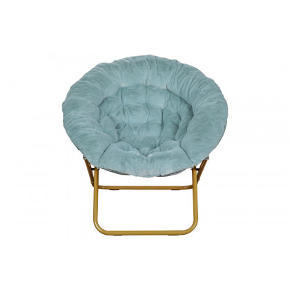 BLNK Gwen Faux Fur Oversize Portable Folding Saucer Moon Chair - Dusty Aqua