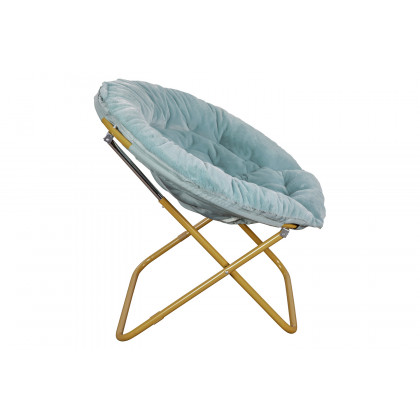 BLNK Gwen Faux Fur Oversize Portable Folding Saucer Moon Chair - Dusty Aqua