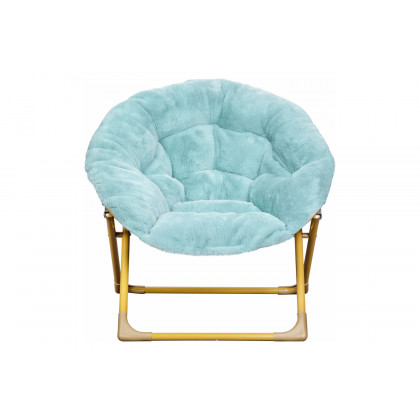 BLNK Gwen Faux Fur Mini Folding Saucer Moon Chair - Dusty Aqua