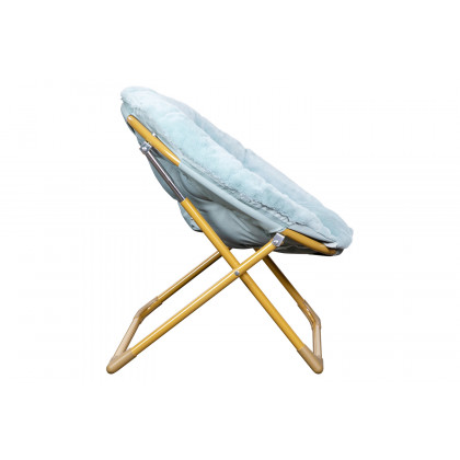 BLNK Gwen Faux Fur Mini Folding Saucer Moon Chair - Dusty Aqua