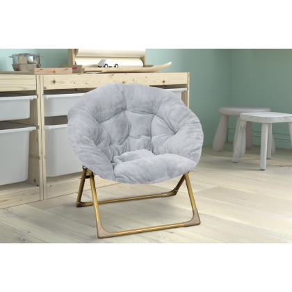 BLNK - Gwen Faux Fur Mini Folding Saucer Moon Chair