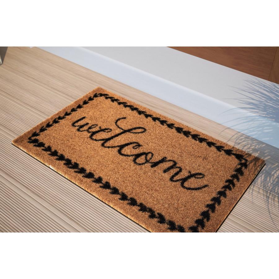 BLNK - Harbold Coir Indoor-Outdoor Doormat with Black Welcome Message and Non-Slip Backing