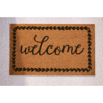 BLNK - Harbold Coir Indoor-Outdoor Doormat with Black Welcome Message and Non-Slip Backing
