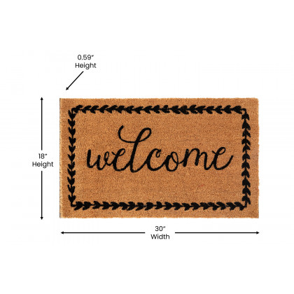 BLNK - Harbold Coir Indoor-Outdoor Doormat with Black Welcome Message and Non-Slip Backing