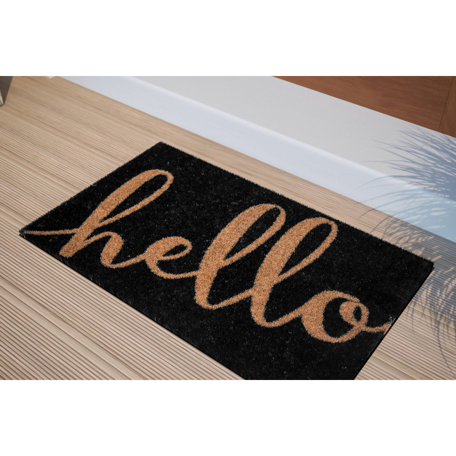 BLNK - Harbold Coir Indoor-Outdoor Doormat with Hello Message and Non-Slip Backing
