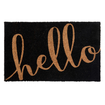 BLNK Harbold Coir Indoor-Outdoor Doormat with Hello Message and Non-Slip Backing - Black