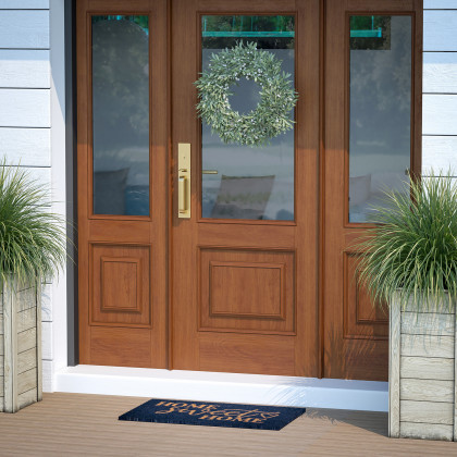 BLNK Harbold Coir Indoor-Outdoor Doormat with Home Sweet Home Message and Non-Slip Backing - Navy