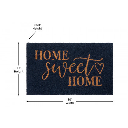 BLNK Harbold Coir Indoor-Outdoor Doormat with Home Sweet Home Message and Non-Slip Backing - Navy