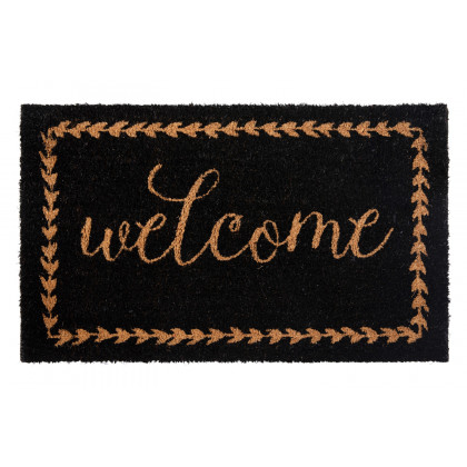 BLNK Harbold Coir Indoor-Outdoor Doormat with Welcome Message and Non-Slip Backing - Black