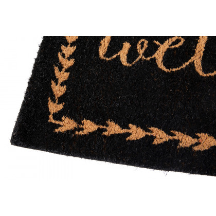 BLNK Harbold Coir Indoor-Outdoor Doormat with Welcome Message and Non-Slip Backing - Black