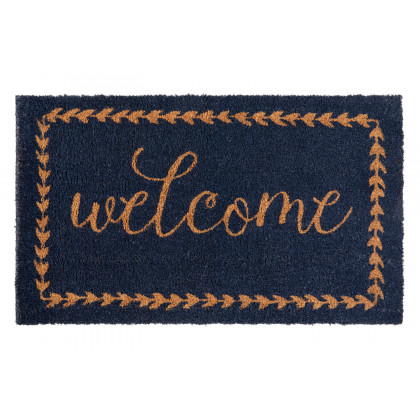 BLNK Harbold Coir Indoor-Outdoor Doormat with Welcome Message and Non-Slip Backing - Navy