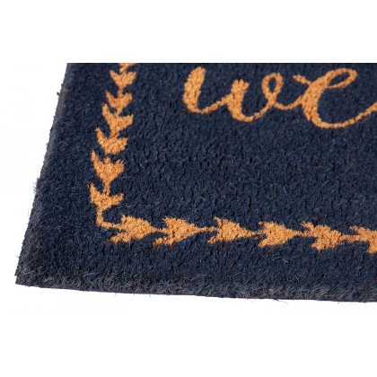 BLNK Harbold Coir Indoor-Outdoor Doormat with Welcome Message and Non-Slip Backing - Navy